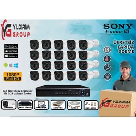 Resim 20'Li 5Mp Sony Lensli+H265 Kayıt Cihazı Full Paket 