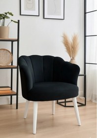 Resim Waterybrook Tekli Berjer Koltuk - Papatya Babyface Kumaş Beyaz Ayaklı - 13 Renk Seçeneği Siyah 