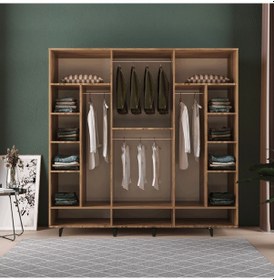 Resim Ekin 6 Kapaklı Çekmeceli Gardırop - Mdf Kapak Antrasit 