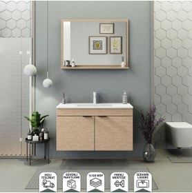 Resim BIANI Fix Arya 100 cm Banyo Dolabı Renk Aybe Bej 
