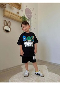 Resim Miniko Kids Erkek Çocuk Brawl Stars Pamuk Şortlu Takım Siyah 