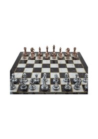 Resim Metal Klasik Satranç Takımı Antik Ve Katlanır Mermer Desenli Mdf 
