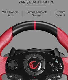 Resim Rampage Race W10 PS3 PS4 PC Xbox One Xbox 360 Switch 6 in 1 Pedallı Gaming Oyuncu Direksiyonu 