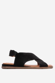 Resim Dericlub Kadın Çapraz Bantlı Comfort Casual Sandalet Gerçek Deri ZY 7616 SÜET SİYAH 