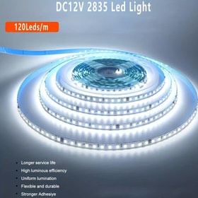 Resim 12V Yüksek Parlaklıkta SMD 2835 LED Şerit Işıklar - 5.0 metre/120.0 metre, Metre Başına 120 LED, Yatak Odaları, Mutfaklar ve Partiler için Esnek Dekoratif Aydınlatma, Serin Beyaz, Ilık Beyaz ve Doğal Beyaz Renk Seçenekleri Mevcut (Güç Dahil Değildir) 