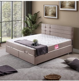 Resim Viyana Çift Kişilik Baza Başlık Letto Yatak Seti - Açık Kahve 180 x 200 