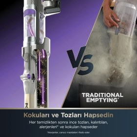 Resim Shark Powerdetect IP3251EUT Clean&Empty Pet Başlıklı Şarjlı Dikey Süpürge 
