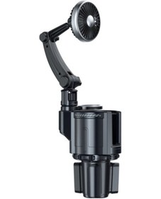 Resim Çok İşlevli Araba Bardak Tutucu Araba Vantilatörü Atmosfer Işığı 3 Kademeli Rüzgar Ayarı Tak Ve Çalıştır Genişletilebilir Taban 12v/24v Araba İçin 