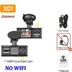 Resim Araba Kamera Için 3 Kamera Dash Kamera 1080p Video Kaydedici Wifi Araba Dvr 2lens Ön X01-no Wıfı-2cam 32g 