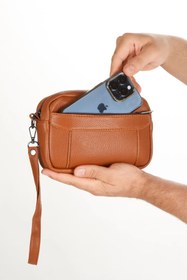 Resim Newish Polo Erkek El Askılı Portföy Clutch El Çantası new256 - Taba 