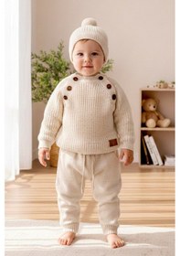 Resim Babymod Bereli Triko Kışlık Erkek Bebek Takım Ekru 