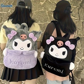Resim 1 adet Sanrio Kuromi & My Melody Sırt Çantası - Dayanıklı Polyester, Büyük Kapasite, Peluş Detaylı Sevimli Karikatür, Günlük Kullanım & Hediye İçin İdeal, Karışık Renk, Hediye Sırt Çantası | Eğlenceli Tasarım | Detaylar 
