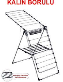 Resim ELFİDA Mandal Sepetli Çamaşır Kurutmalık Çamaşır Askılığı Çamaşır Teli KALIN BORULUDUR 