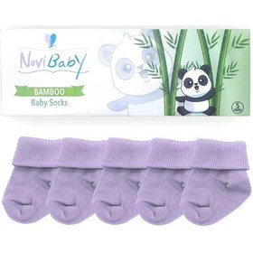 Resim Novibaby 5'li Bambu Yenidoğan Bebek Çorabı I Purple I 0-6 ay "Karışık Renkli" 