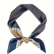 Resim 70cm Vintage İpek Kare Eşarp Izgara Deseni Ve Retro İpek Gibi Dokusu Ile - Erkeklerin Saten Mendil Veya Geometrik Başbandı Için Mükemmel 