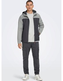 Resim Only & Sons Erkek Onsmack Su Geçirmez Kapüşonlu Ceket 22024207 Gr Gri 
