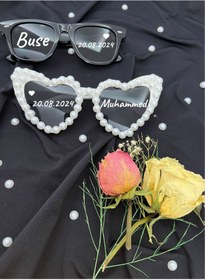 Resim EYBA İsimli gelin damat ikili gözlük, after party gözlüğü, düğün nişan gözlüğü 