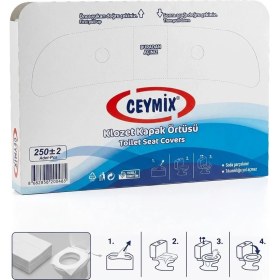 Resim Ceymop Klozet Kapak Örtüsü 250 Adet Tek Kullanımlık Hijyenik Tuvalet Kapak Örtüsü 