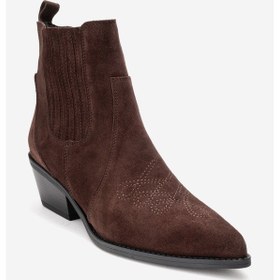 Resim Luvishoes Julıeta Kahverengi Süet Hakiki Deri Kadın Western Bot Kahverengi 
