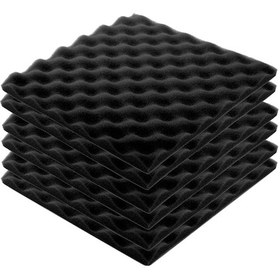 Resim Monyee Siyah Dalgalı Akustik Sprey: Duvar İç Mekan Ses Emici, Gürültü Engelleyici 6 Adet Paket 10" 