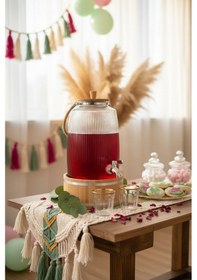 Resim Bambum Melo - Bambu Kapak Ve Ahşap Standlı Cam Sebil 6l 