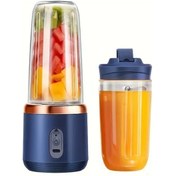 Resim Techbloom 2 İn 1 Portatif Blender Ve Juicer Blue Double Cups Set 6 Bıçaklı Usb Şarjlı Çift Bardak Smoothie Milkshake İçin 