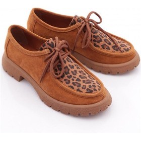 Resim Dgn 4247 Kadin Loafer Ayakkabi Taba Leopar Süet 