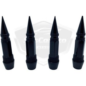 Resim ŞüsCarOto Sivri Sibop Kapağı Mermi Sibop Kapağı Araba Motosiklet Bisiklet Metal 4 lü Set Siyah (00) 