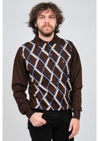 Resim Neyir Erkek Polo Yaka Desenli Yün Kazak 1340406 Kahverengi Kahverengi-L Kahverengi 