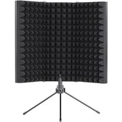 Resim Wezone Mikrofon Rüzgar Engelleyici, Üç Bölmeli Katlanabilir, Ses Emici Pamuk, Stantlı Kayıt Stüdyosu Koruyucu K30 Modeli 10.1" 