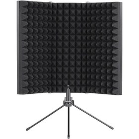 Resim Wezone Mikrofon Rüzgar Engelleyici, Üç Bölmeli Katlanabilir, Ses Emici Pamuk, Stantlı Kayıt Stüdyosu Koruyucu K30 Modeli 10.1" 