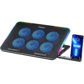 Resim Gaming M60 Laptop Soğutucu, Notebook Stand,10 Rgb Işık Kontrolü, 15.6-17 Inch, Hız Kontrolü, 6 Büyük Fan,telefon Standı, 2 USB 