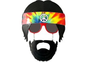 Resim Siyah Saçlı Bandana Tasarımlı Hippi Parti Gözlüğü 26X18 cm - Lisinya 