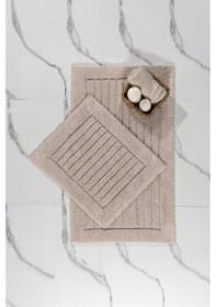 Resim Elart Luin Banyo Halısı Paspas Takımı Pamuklu 2 Adet 60x100 Cm Bej Bej 