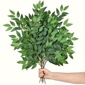 Resim 50 adet Gerçek Dokunuşlu Yapay Sarmısak Yaprakları - Canlı Yeşil Sahte Sarmaşık Duvar Dekoru Düğünler, Ev, Anneler Günü Hediyeleri ve Bahar Çelenkleri için - Dayanıklı Polyester Sahte Yapraklar, Güç Gerektirmez, Nişan Partisi Dekoru | Dekoratif Sarmısak | Gerçekçi Yapraklar 