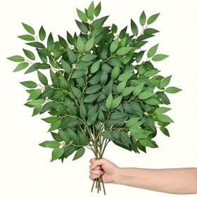 Resim 50 adet Gerçek Dokunuşlu Yapay Sarmısak Yaprakları - Canlı Yeşil Sahte Sarmaşık Duvar Dekoru Düğünler, Ev, Anneler Günü Hediyeleri ve Bahar Çelenkleri için - Dayanıklı Polyester Sahte Yapraklar, Güç Gerektirmez, Nişan Partisi Dekoru | Dekoratif Sarmısak | Gerçekçi Yapraklar 