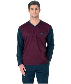 Resim Pierre Cardin 6110 Erkek Bordo Kuzun Kollu V Yaka Pijama Takımı-bordo-m Çok Renkli 