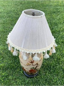 Resim Gül Motifli Antika Porselen Abajur 70 CM 