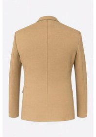 Resim Plus Scorpion Camel Erkek Blazer Ceket Esnek Comfort Kumaş, İtalyan Kesim, Tek Düğmeli Slim Fit Şık Model CAMEL 