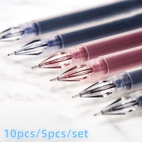 Resim 10/5 Paket İnce Uçlu Tükenmez Kalemler Görünür Mürekkep Seviyesi ile, 0.38mm Uç, Plastik Çubuk Kalemler Tıklamalı Kapaklı Ofis, İş İmzası ve Sınav Yapma İçin - 14 Yaş ve Üzeri 