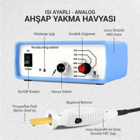 Resim Class ZD-8905 New Isı Ayarlı Ahşap Yakma Makinası 4 x Gölgeleme Uçlu Set+Tel Fırça 