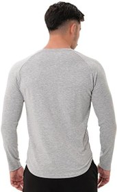 Resim MuscleCloth Elite Reglan Uzun Kollu T-Shirt Gri Melanj 