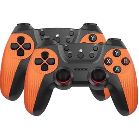 Resim Jzcat 2.4g Kablosuz Çift Gamepad Bir Çekme İki Tutamak Android Tv Tv Çift Gamepad-turuncu 
