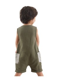 Resim Denokids Erkek Bebek Çocuk Yeşil Müslin Tulum Çok Renkli 