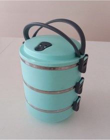 Resim MİMOZA PARK 3 Katlı Sızdırmaz Yemek Termosu Sefer Tası Saklama Kabı 1,8 Litre %100 Yerli Ürün Turkuaz Paslan 