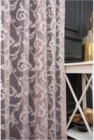 Resim Ev Depo Home Taç Şal Desen Normal (Orta) Pile Tül Perde Tek Kanat SALDSNPDRNRML, Pudra, 150 x 240 