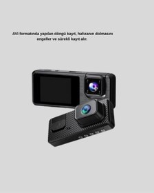 Resim Drnds 3 Kameralı Araç Dvr 1080p Ön + Hd Arka + İç Kamera Döngü Kayıt 2 Ekran 
