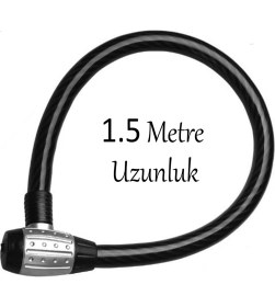 Resim Profosyenel Motosiklet Bisiklet Halat Zinciri Hırsız Kilidi 150 cm Çelik Kilit Çap 25 mm Ø 1 Adet 