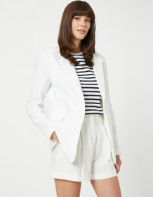 Resim Koton Keten Blazer Ceket Beyaz 3sak50153uw 3SAK50153UW000 Beyaz 