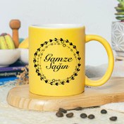 Resim Sarı Renk Tasarım İsime Özel Kupa Bardak 